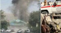 L'esplosione ripresa da una telecamere e un particolare della devastazione causata. L'attentato contro l'ambasciata russa di Kabul