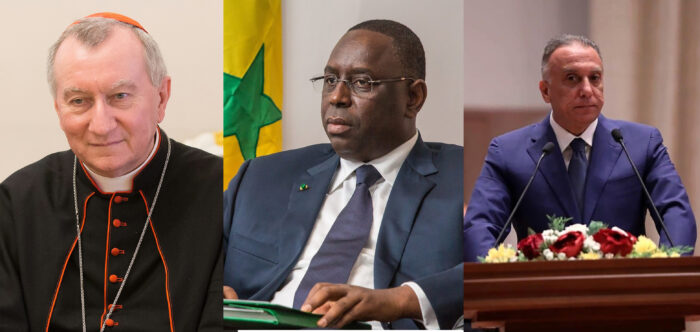 PIETRO-PAROLIN-al-KADHIMI-MACKY-SALL. Ucraina. All'Onu si è parlato di negoziati, ma nessuno l'ha riferito