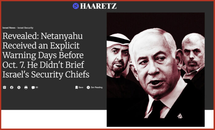 Haaretz. 7 ottobre: Netanyahu sapeva tutto e non ha fatto nulla