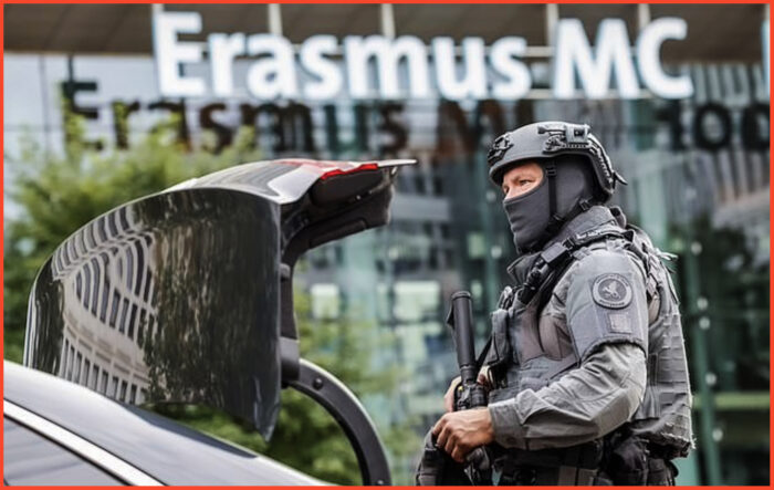 Polizia di Rotterdam davanti all'Erasmus medical center