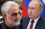 Il gen Soleimani, a sinistra, Putin a destra. L'attacco a Putin ricorda l'assassinio di Soleimani