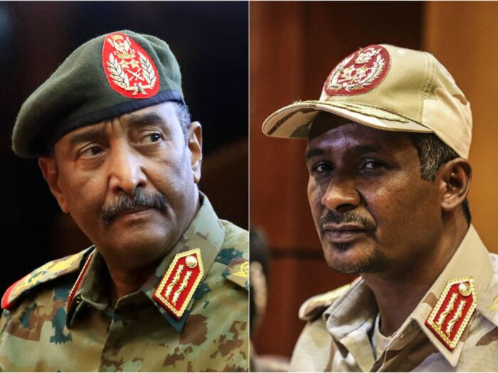 Il gen dell'esercito Abdel Fattah Al Buran e il generale Mohamed Hamdan Dagalo, in lotta per il potere in Sudan. Scontri in Sudan: il puzzle complesso e la base navale russa