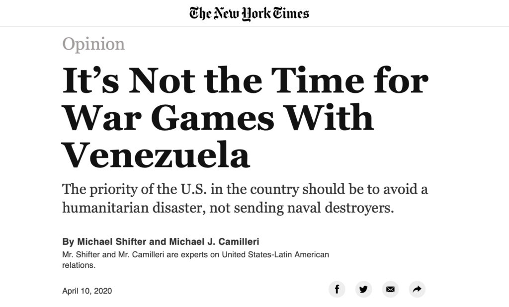 Il NYT contro la politica muscolare Usa in Venezuela