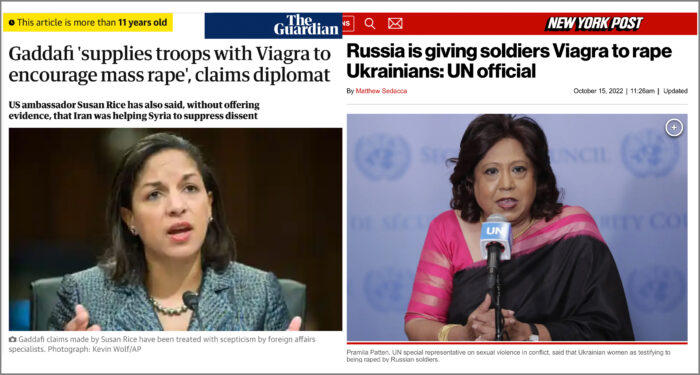 Guardian e NYP sull'uso del viagra da parte delle truppe di Gheddafi e Russe. Il nuovo reportage su Bucha e il viagra russo (e di Gheddafi)