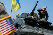 Carro armato Ucraino e bandiera Usa