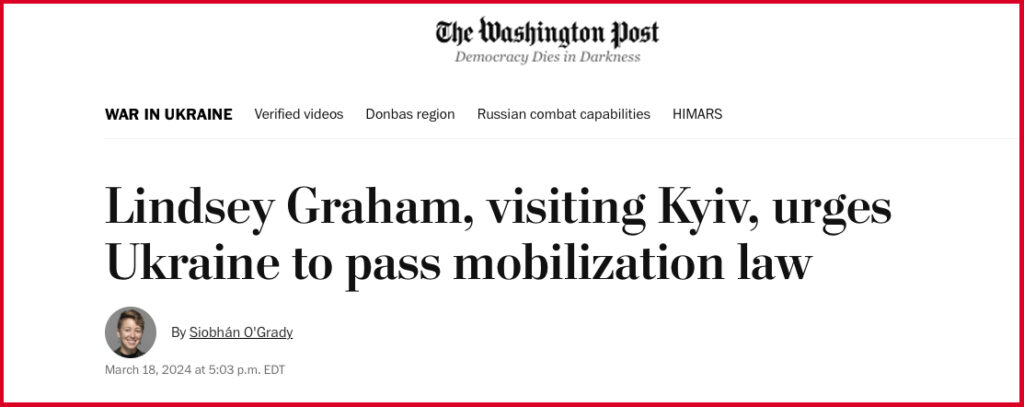 Lindsey Graham, visiting Kyiv, urges Ukraine to pass mobilization law