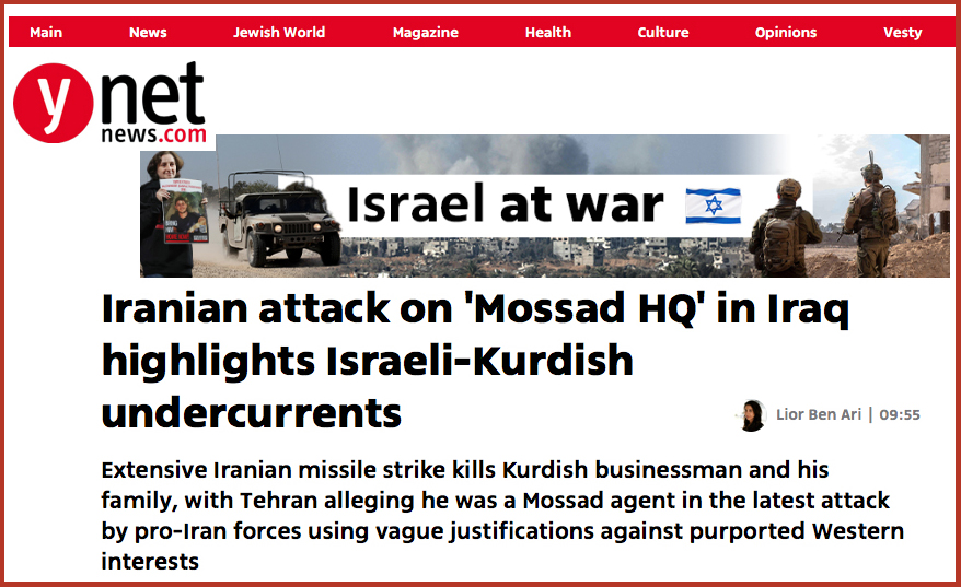 Iranian attack on 'Mossad HQ' in Iraq highlights Israeli-Kurdish undercurrents