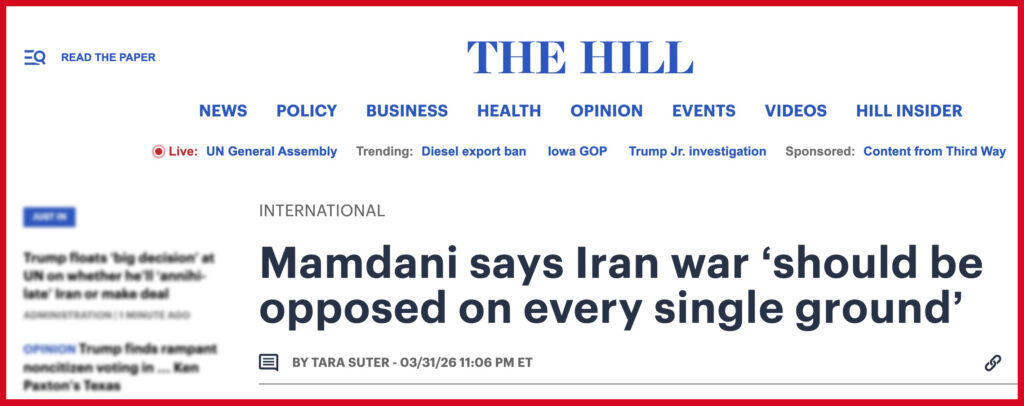Mamdani says Iran war ‘should be opposed on every single ground’
