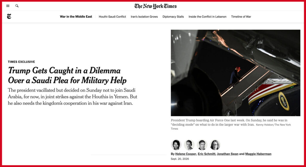 Trump Gets Caught in a Dilemma Over a Saudi Plea for Military Help