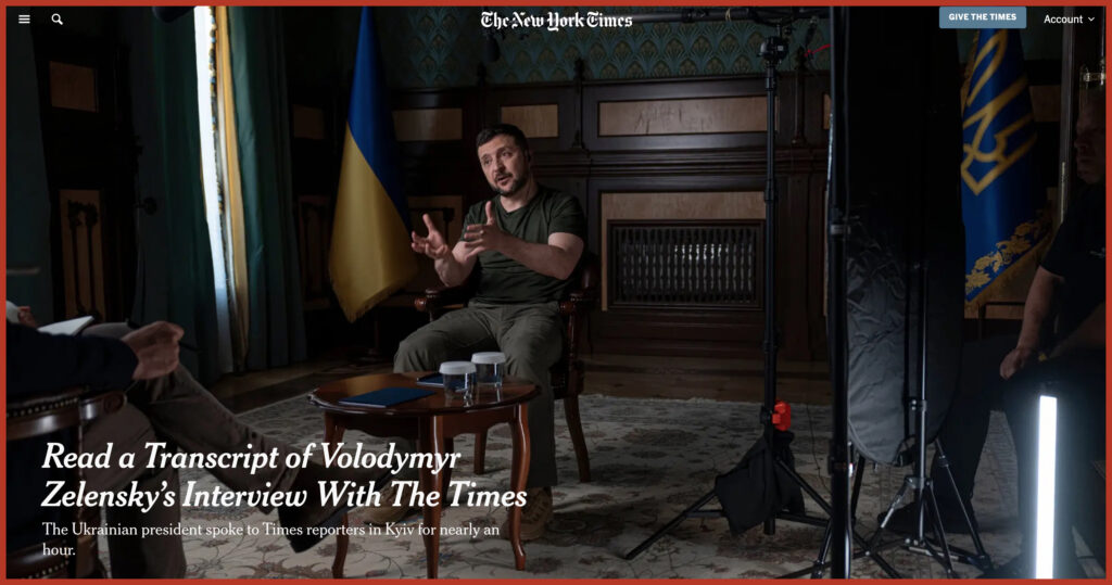 Read a Transcript of Volodymyr Zelensky’s Interview With The Times
