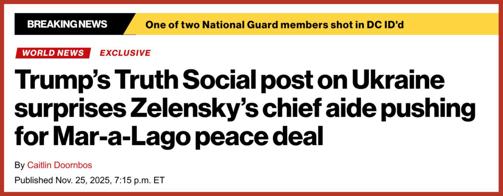 Trump’s Truth Social post on Ukraine surprises Zelensky’s chief aide pushing for Mar-a-Lago peace deal