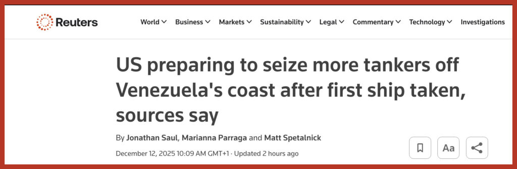 US preparing to seize more tankers off Venezuela's coast after first ship taken, sources say