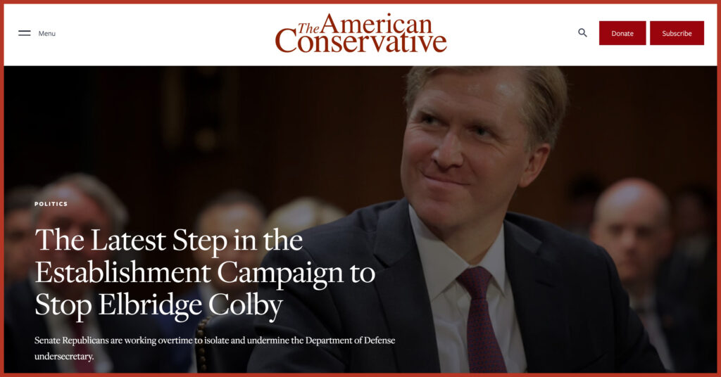 The Latest Step in the Establishment Campaign to Stop Elbridge Colby 
