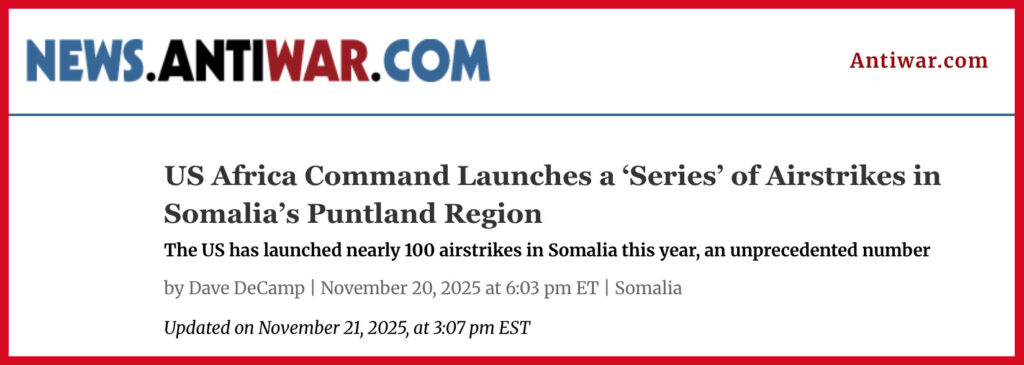US Africa Command Launches a ‘Series’ of Airstrikes in Somalia’s Puntland RegionUS Africa Command Launches a ‘Series’ of Airstrikes in Somalia’s Puntland Region