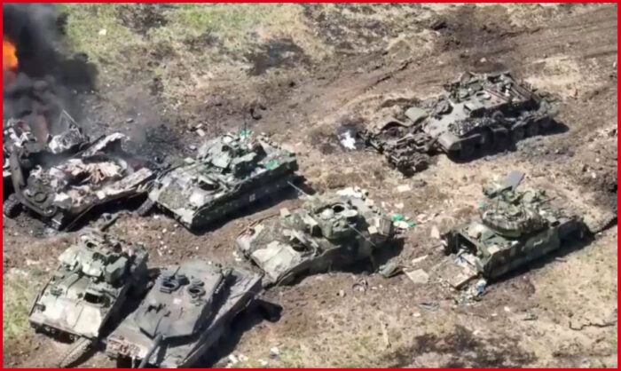 Mezzi corazzati distrutti. Ucraina. La controffensiva non decolla, gli ucraini muoiono